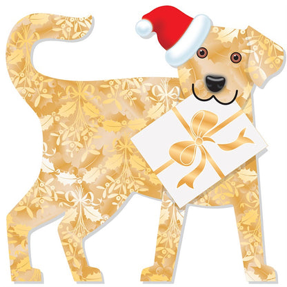 Xmas Dog In Hat 3D Animal Shaped Christmas Greeting Card
