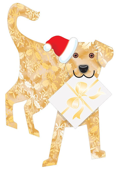 Xmas Dog In Hat 3D Animal Shaped Christmas Greeting Card