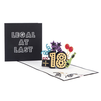 Legal At Last 18th Pop-Up Birthday Greeting Card Blank Inside