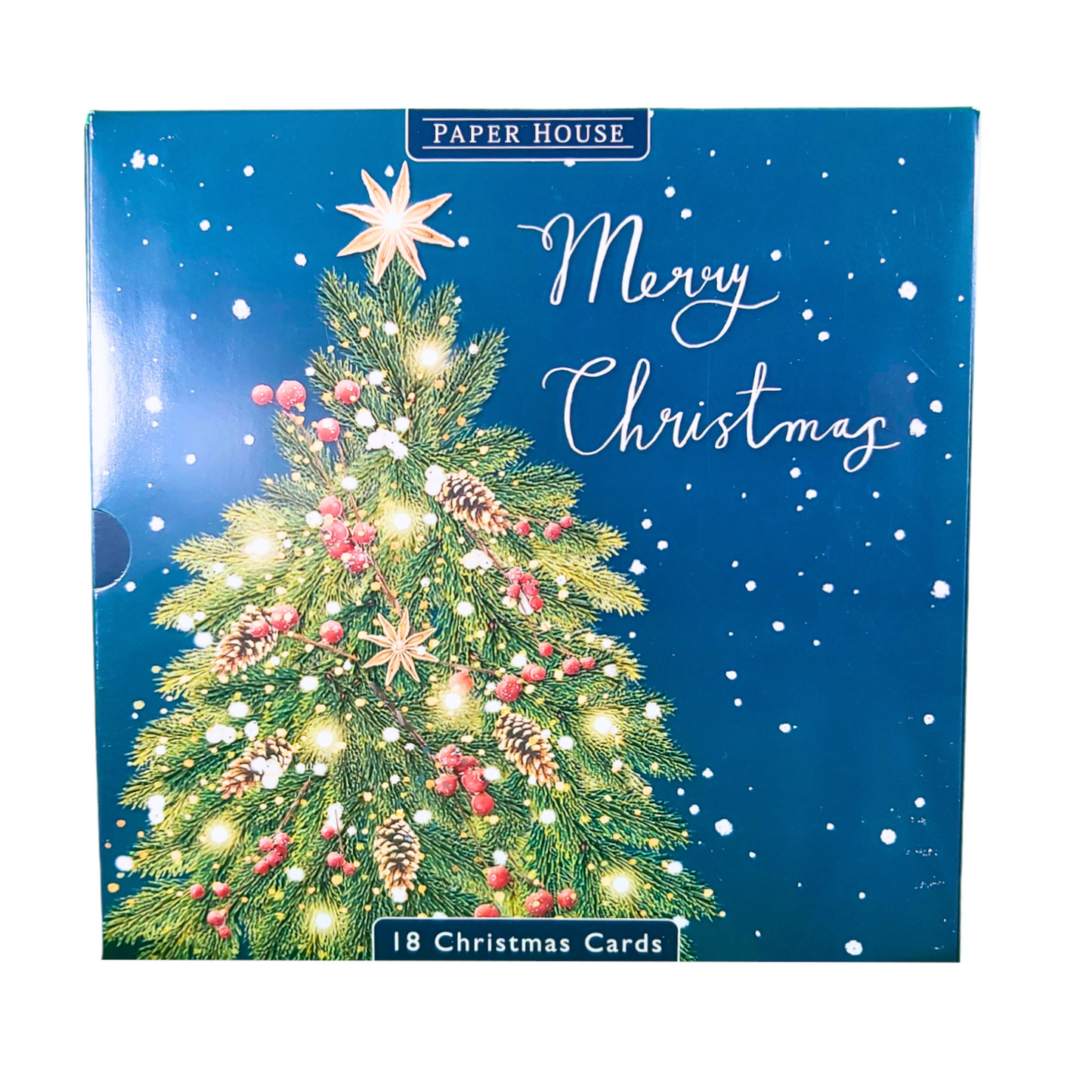 Box of 18 Paper House Festive Xmas Tree & Wreath Christmas Cards