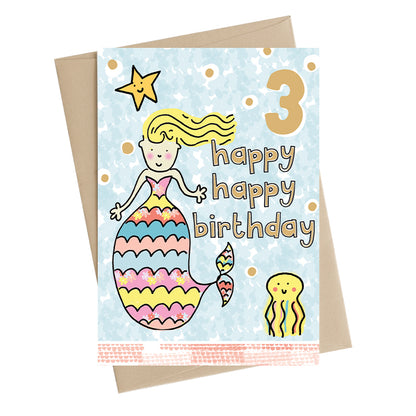 Happy Happy Girls 3rd Birthday Greeting Card