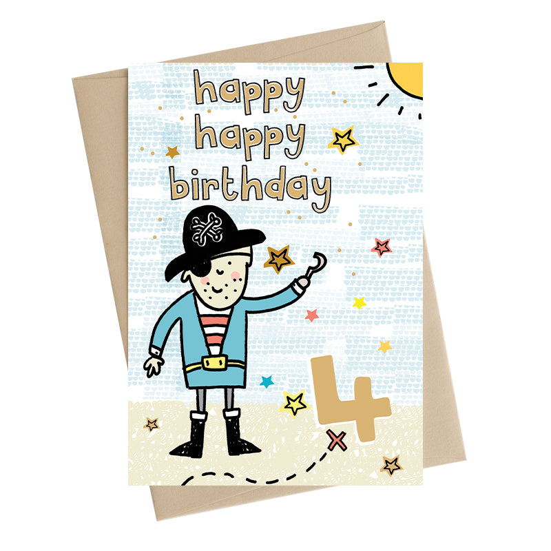 Happy Happy Boys 4th Birthday Greeting Card