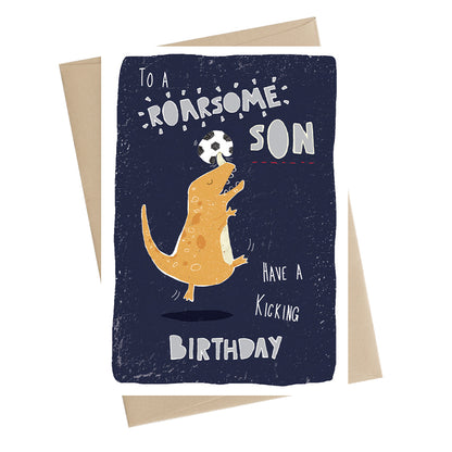 To A Roarsome Son Dinosaur Birthday Greeting Card
