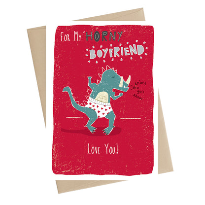 For My Horny Boyfriend Love You Greeting Card