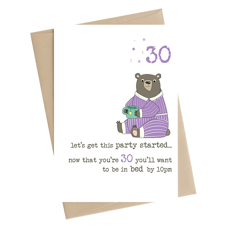 Bed By 10pm 30th Birthday Greeting Card