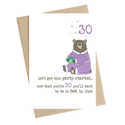 Bed By 10pm 30th Birthday Greeting Card