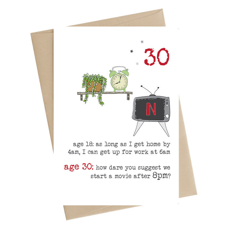 Staying Up Late 30th Birthday Greeting Card