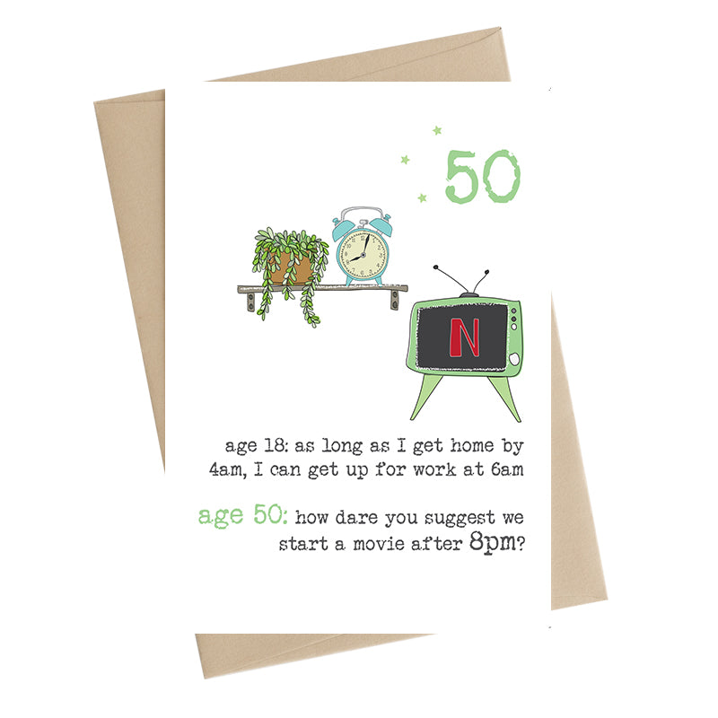 Staying Up Late 50th Birthday Greeting Card