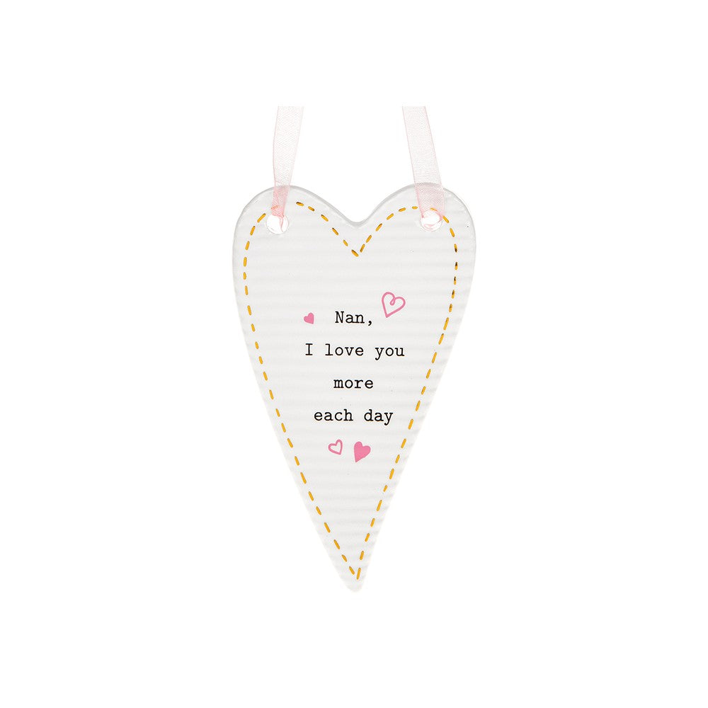 Thoughtful Words Nan Love You More Ceramic Heart Shaped Plaque