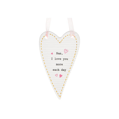Thoughtful Words Nan Love You More Ceramic Heart Shaped Plaque