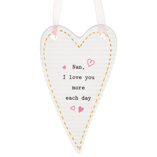 Thoughtful Words Nan Love You More Ceramic Heart Shaped Plaque