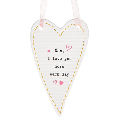 Thoughtful Words Nan Love You More Ceramic Heart Shaped Plaque