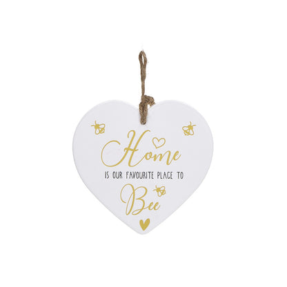 Golden Sentiments Home Favourite Place To Bee Ceramic Heart Shaped Plaque