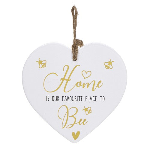 Golden Sentiments Home Favourite Place To Bee Ceramic Heart Shaped Plaque