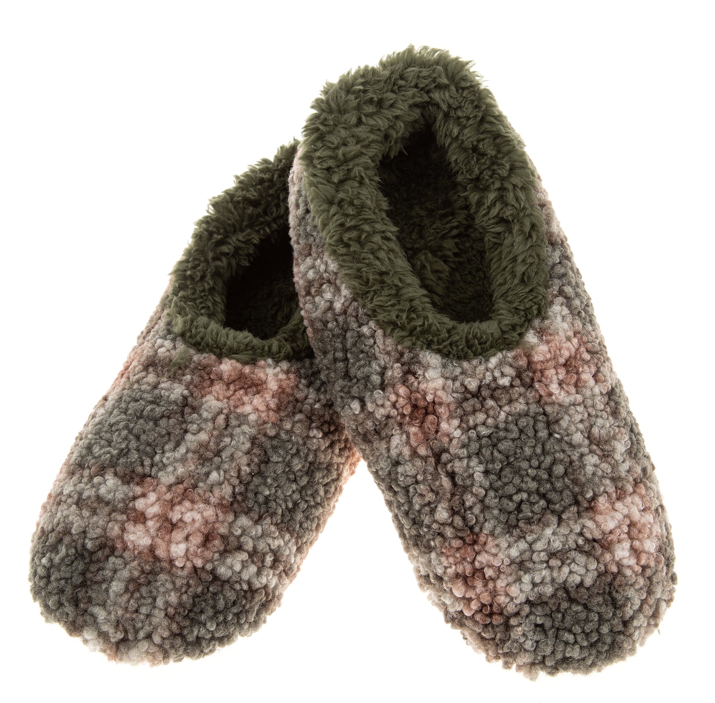 Snoozies! Green Patterned Boucle Mens Small