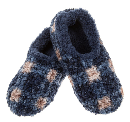 Snoozies! Blue Patterned Boucle Mens Small