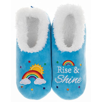 Snoozies! Blue Rise & Shine Slippers Ladies Small