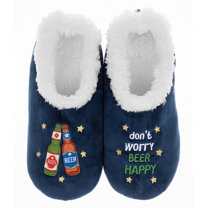 Snoozies! Blue Beer Happy Slippers Mens Small