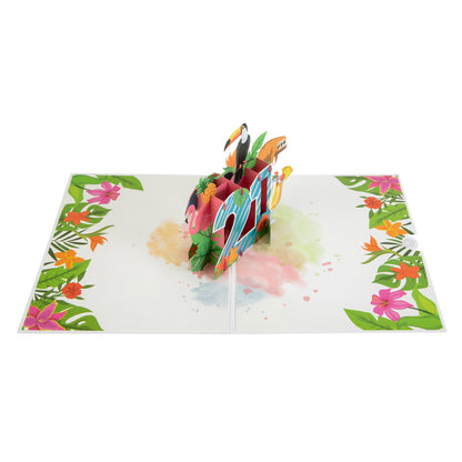Tropical 21st Birthday Pop Up Greeting Card