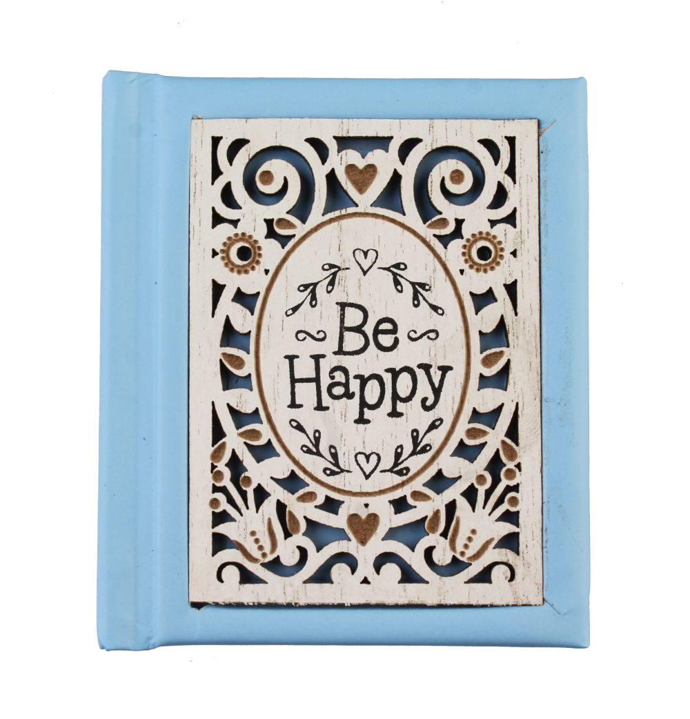 Be Happy Sky Blue Colour Mini Woodcut Book Of Quotes