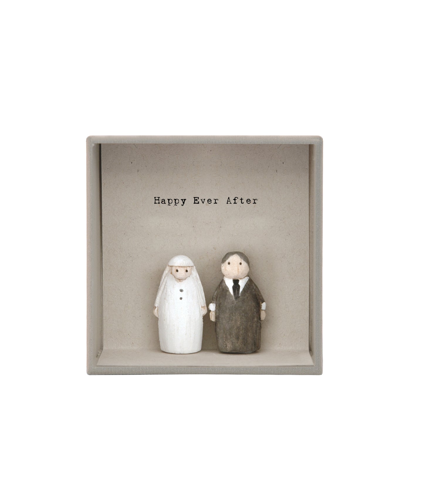 East Of India Happy Ever After Wooden Bride & Groom Ornament In A Box