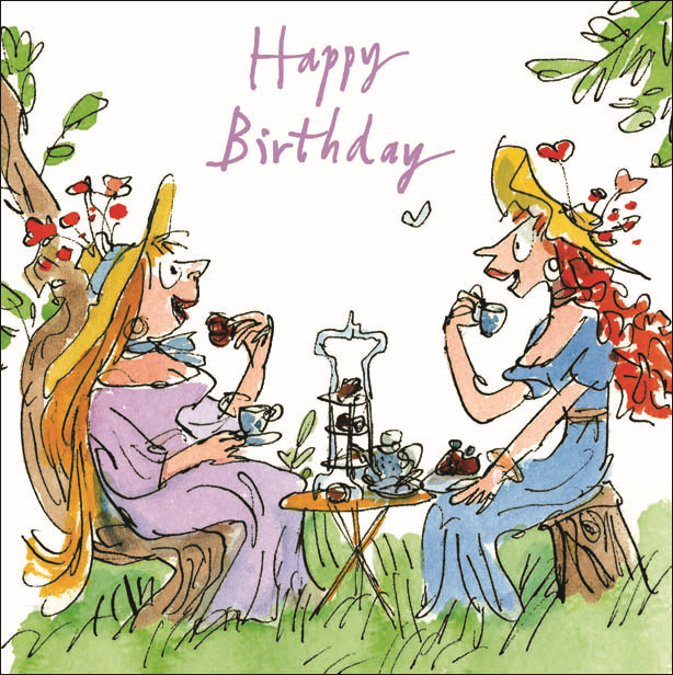 Quentin Blake High Tea Happy Birthday Greeting Card