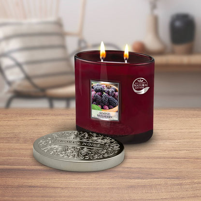 Heart & Home Simply Mulberry Twin Wick Scented Ellipse Candle