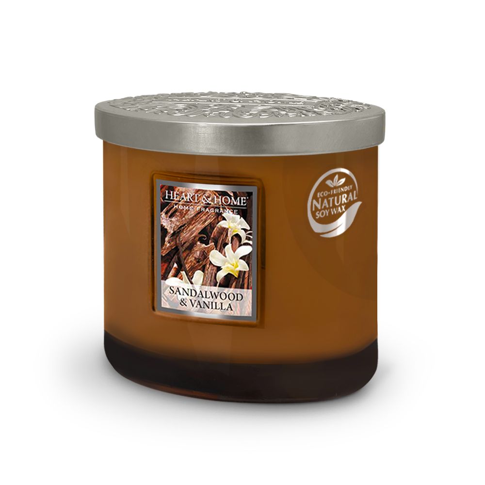 Heart & Home Sandalwood & Vanilla Twin Wick Scented Ellipse Candle