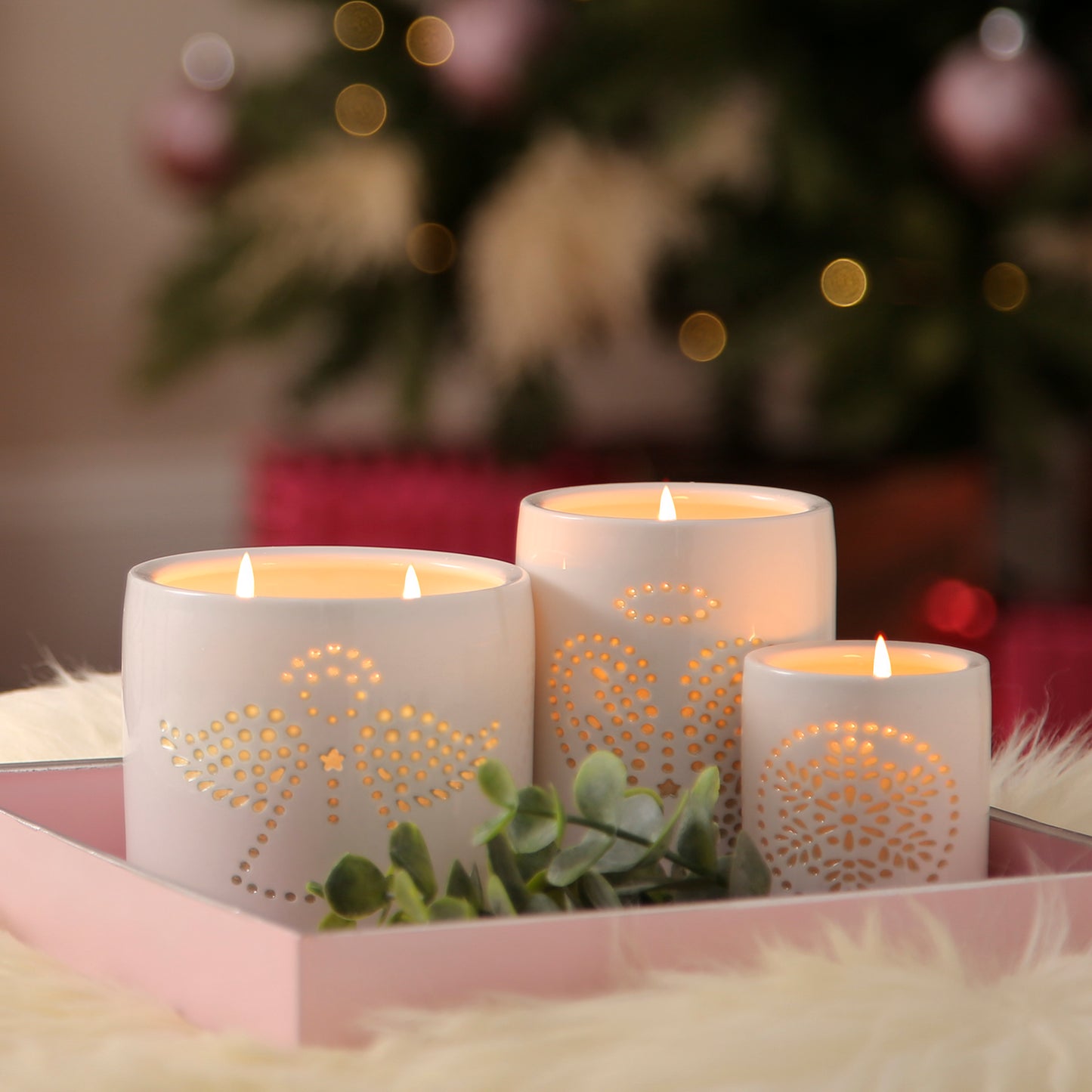 Heart & Home Pure Glow Small Scented Christmas Candle In Radiating Ceramic Pot