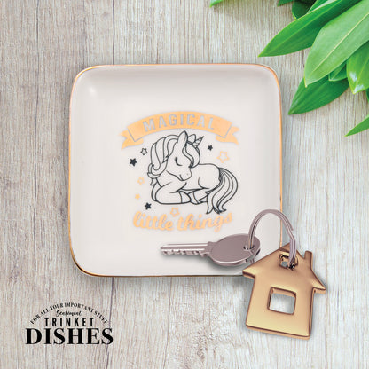 Cute Unicorn Magical Little Things Ceramic Trinket Tray