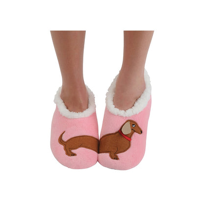 Snoozies! Pink Sausage Dog Slippers Ladies Small
