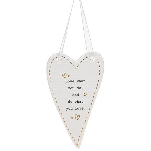 Thoughtful Words Love What You Do Ceramic Heart Shaped Plaque