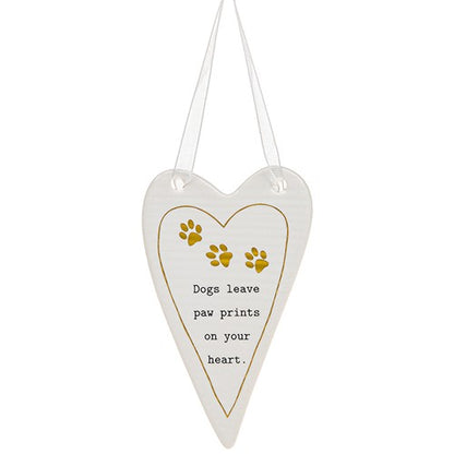 Thoughtful Words Paw Prints On Your Heart Ceramic Heart Shaped Plaque