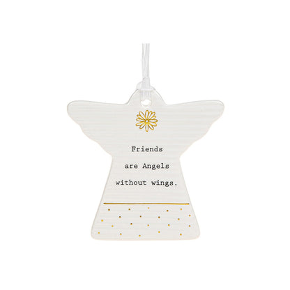 Thoughtful Words Friends Are Angels Ceramic Angel Shaped Plaque
