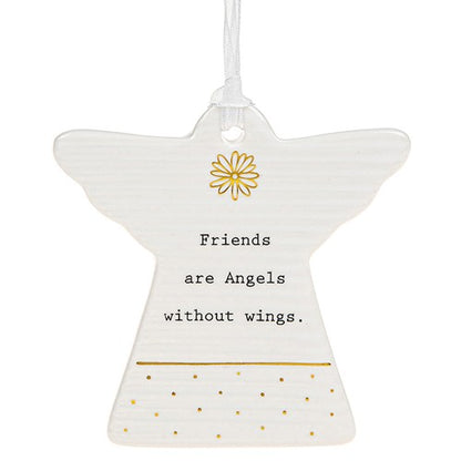 Thoughtful Words Friends Are Angels Ceramic Angel Shaped Plaque
