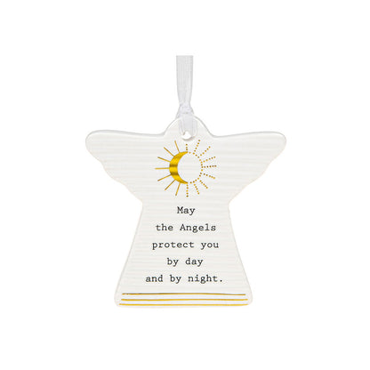 Thoughtful Words May The Angels Protect You Ceramic Angel Shaped Plaque