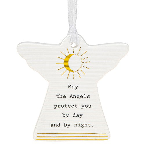 Thoughtful Words May The Angels Protect You Ceramic Angel Shaped Plaque