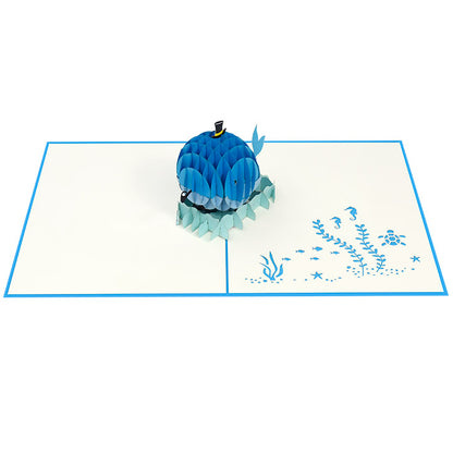 Blue Whale Laser Cut Pop Up Greeting Card