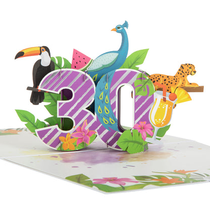 Tropical 30th Birthday Pop Up Greeting Card