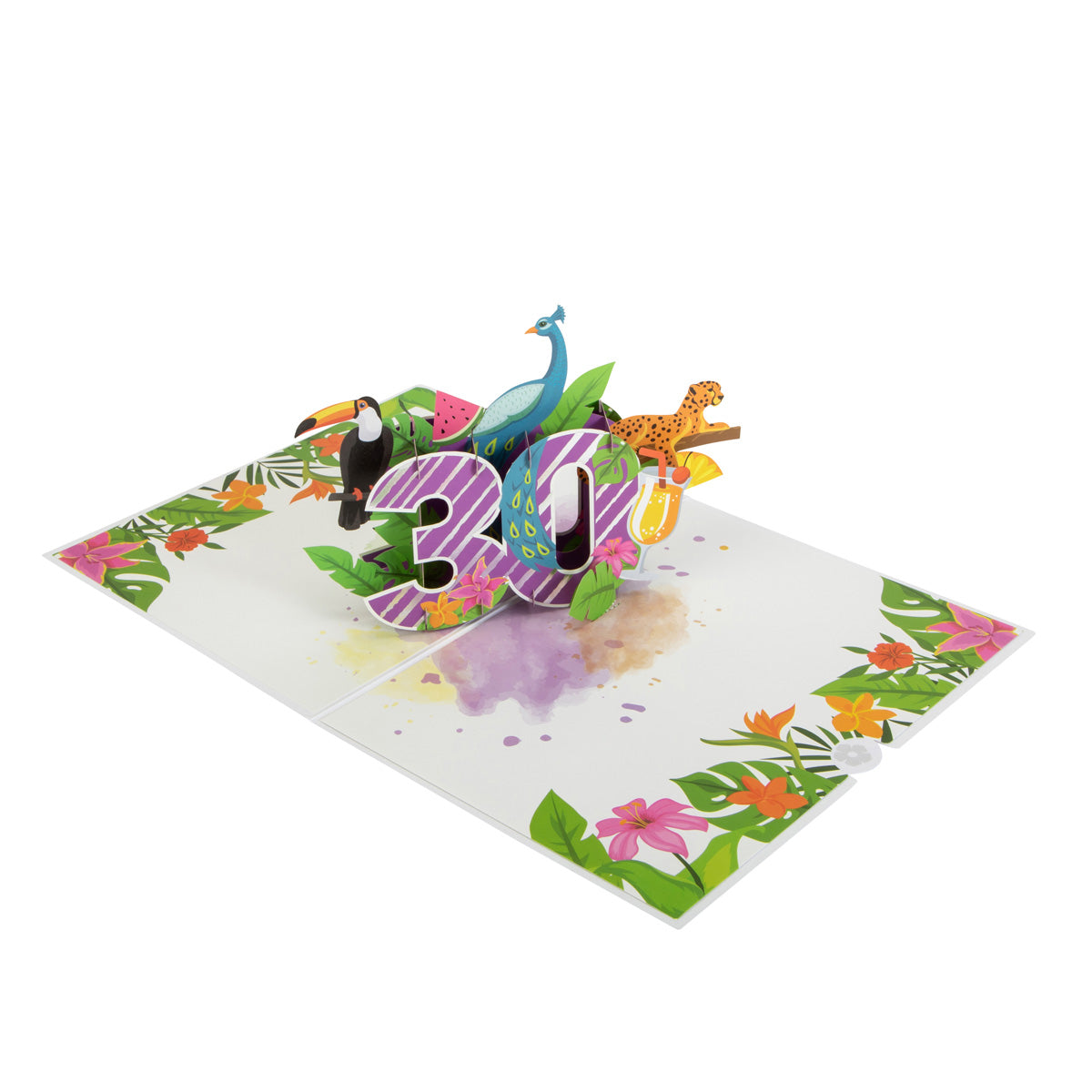 Tropical 30th Birthday Pop Up Greeting Card