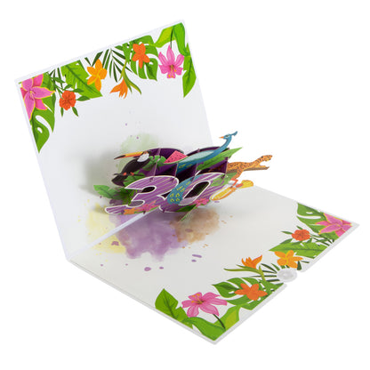 Tropical 30th Birthday Pop Up Greeting Card