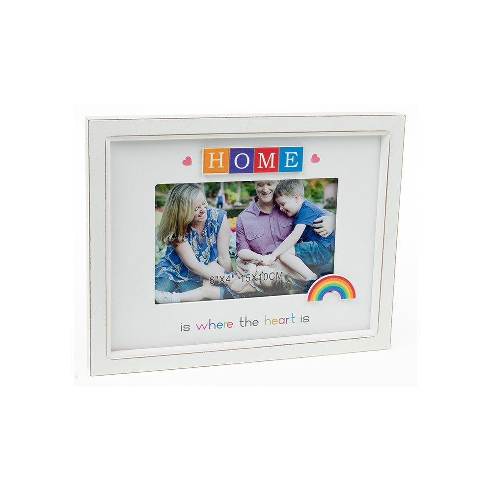 Home The Heart Rainbow Scrabble 6" x 4" Photo Frame Wall Mounted or Freestanding