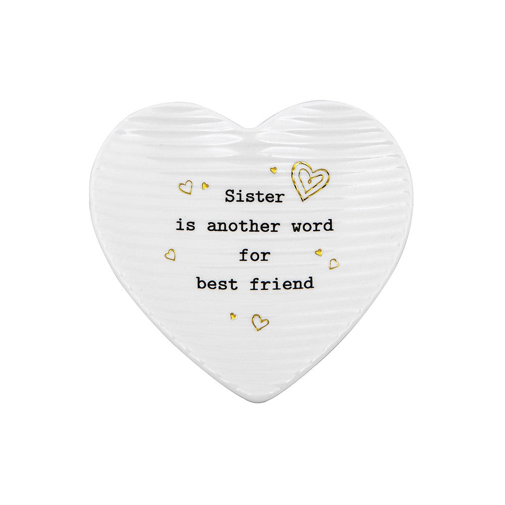 Thoughtful Words Sister Ceramic Heart Shaped Trinket Tray