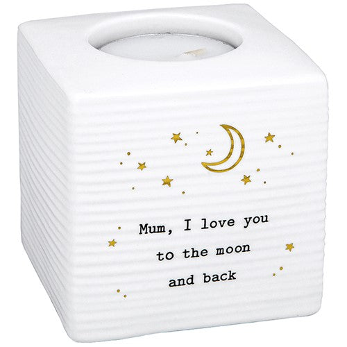 Thoughtful Words Mum I Love You To The Moon Ceramic Tea Light Holder