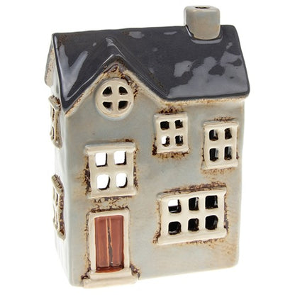 Village Pottery Country House Grey House Candle & Tea Light Holder