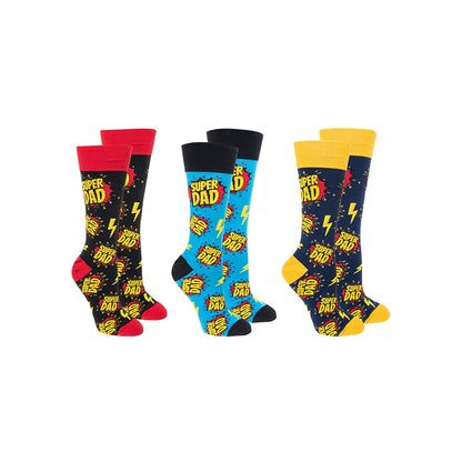 Sock Society Super Dad Socks 3 Pairs Patterned Socks