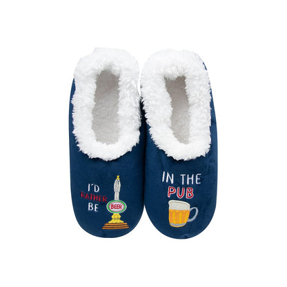 Snoozies! Rather Be In Pub Slippers Mens Small