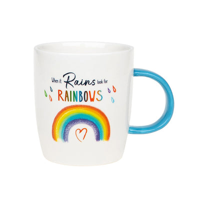 When It Rains Look For Rainbows Colourful Rainbow Mug In A Gift Box