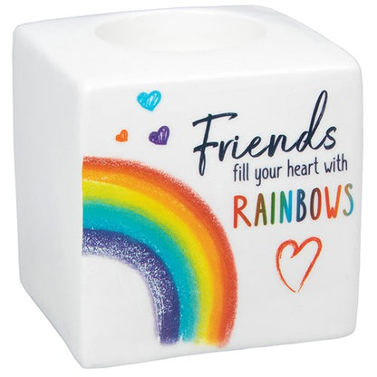Friends Fill Your Heart With Rainbows Rainbow Tealight Holder In A Gift Box