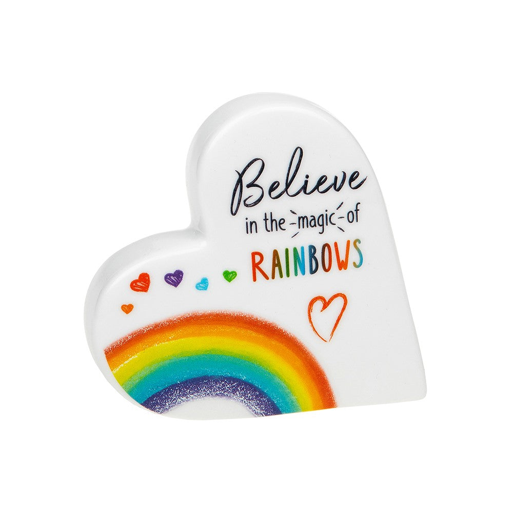 Believe In The Magic Of Rainbows Rainbow Standing Heart In Gift Box